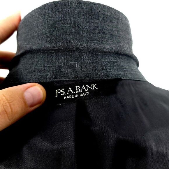 DAMAGED Jos A Bank Wool 2 Button Blazer 42R Gray‎ Twill Spec - Picture 14 of 15